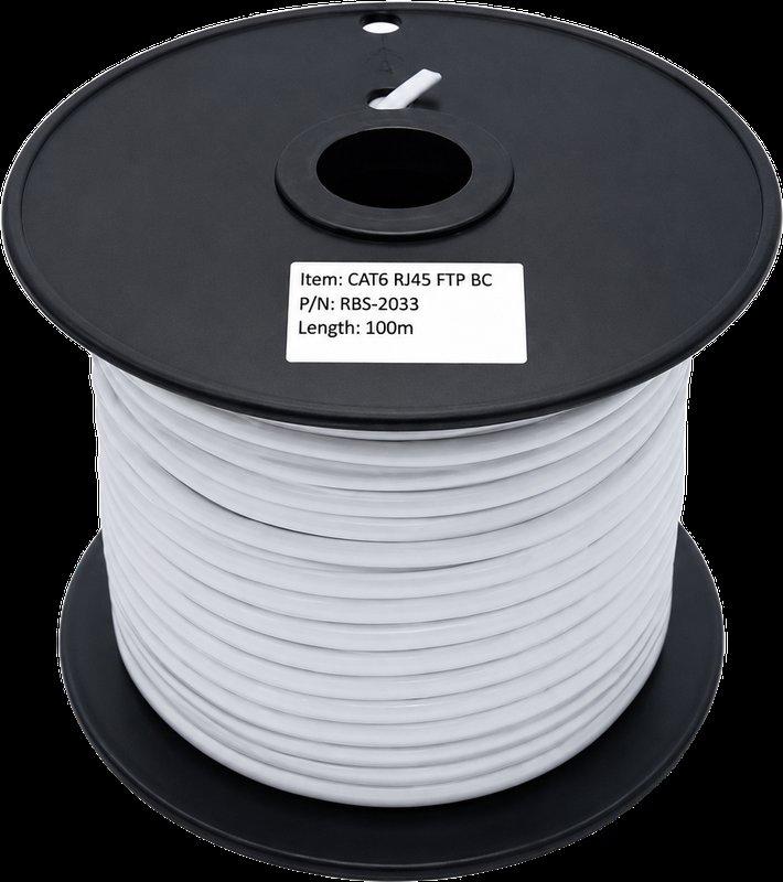 כבל רשת FTP CAT6 נחושת HQ אורך 100מ' גליל פלסטיק