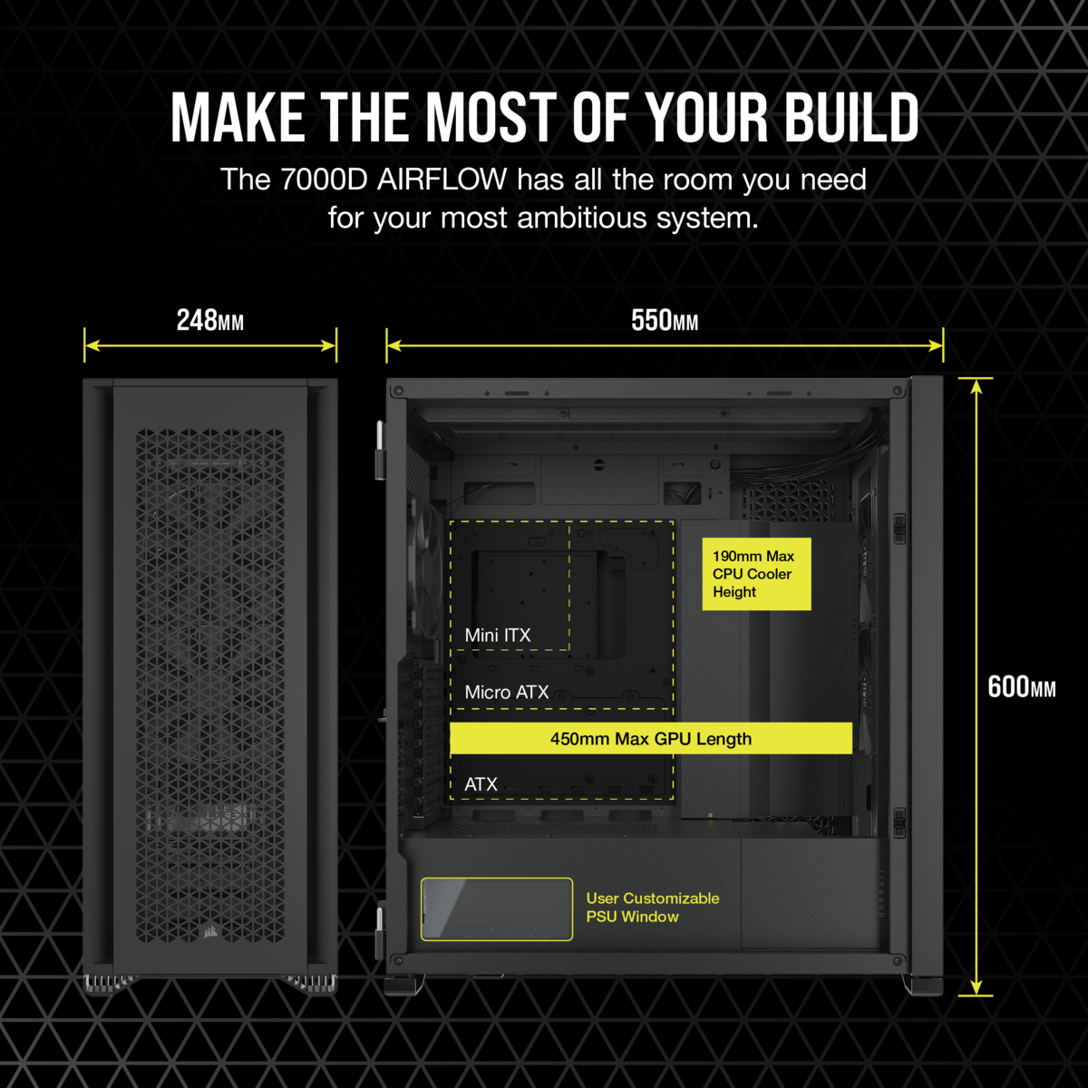 מארז CORSAIR 7000D AIRFLOW FULL-TOWER ATX CASE Black