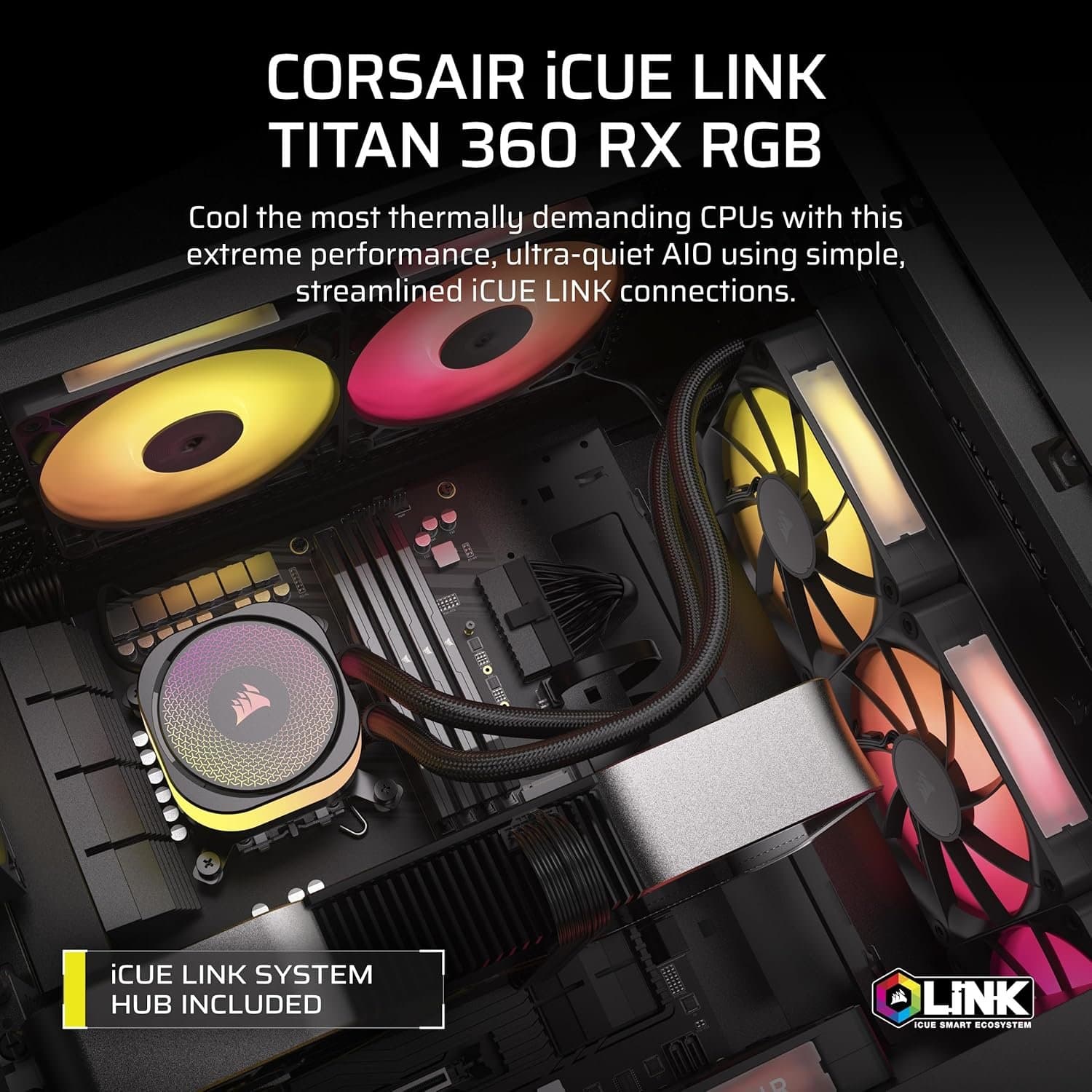 קירור נוזלי Corsair iCUE TITAN 360 RX RGB Black 360mm AIO
