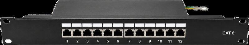פנל תקשורת 12P  CAT6 ,1U,  עם קונקטור מסוכך