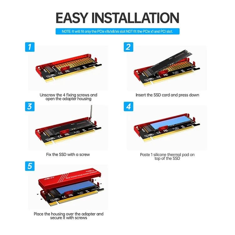 כרטיס הרחבה PCIe x16 to M.2 Adapter w/HS Support 2280 M.2