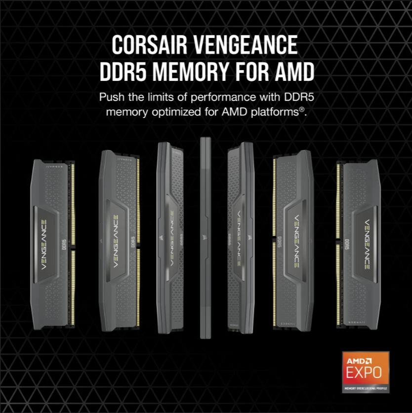 ז. לנייח Corsair VENGEANCE 64GB 2x32 DDR5 6000MHz C40 AMD EXPO