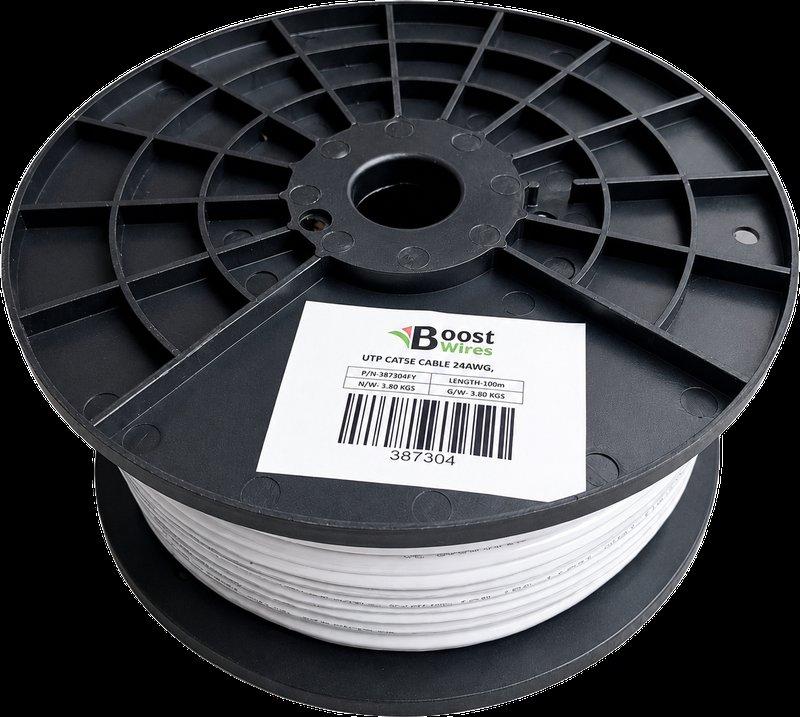 כבל רשת CAT5e UTP נחושת 100מ' גליל פלסטיק
