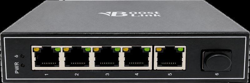רכזת תעשייתית POE 4 גיגה+ 2 אפלינק, 1 SFP, ו-1 נחושת. 60W