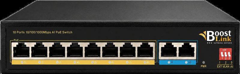 רכזת 8 פורט POE גיגה +  אפלינק 2X נחושת  120W