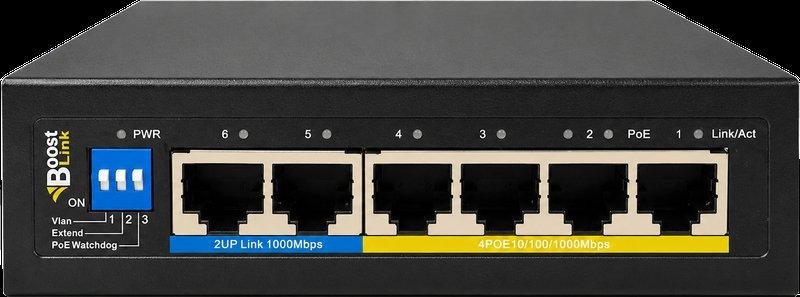 רכזת 4 פורט גיגה POE +  אפלינק 2 גיגה נחושת . 60W