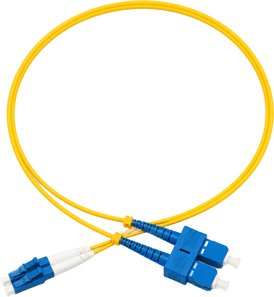 מגשר אופ' LC-UPC/SC-UPC OS2 SM Duplex צהוב 0.5מ'