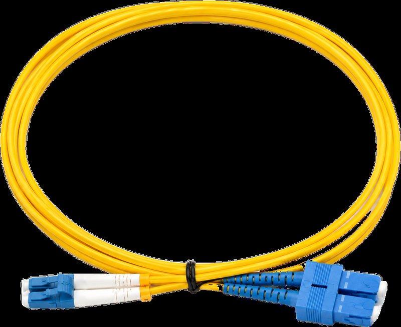 מגשר אופ' LC-UPC/SC-UPC OS2 SM Duplex צהוב 1.5מ'