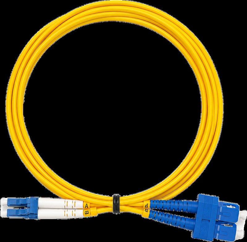 מגשר אופ' LC-UPC/SC-UPC OS2 SM Duplex צהוב 2מ'