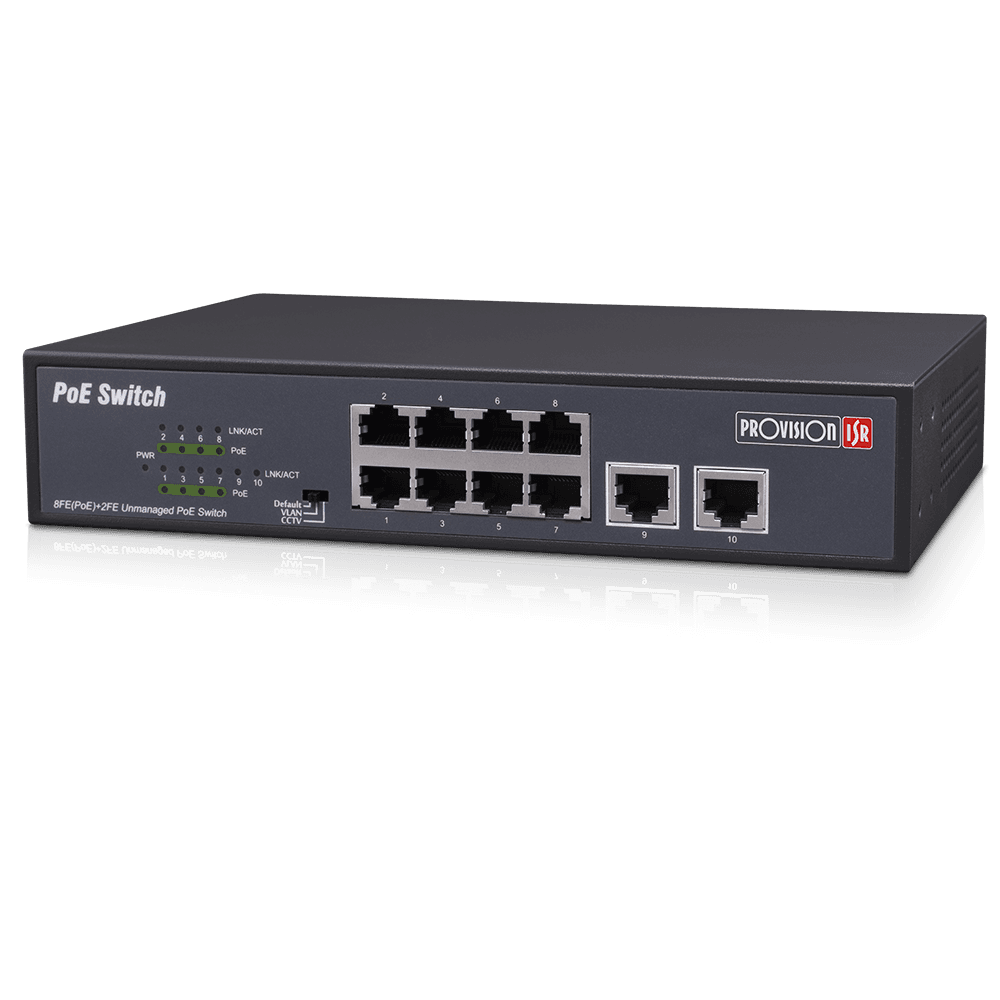 מתג Provision 8PORT POE Switch 10/100 incl 2 Uplink