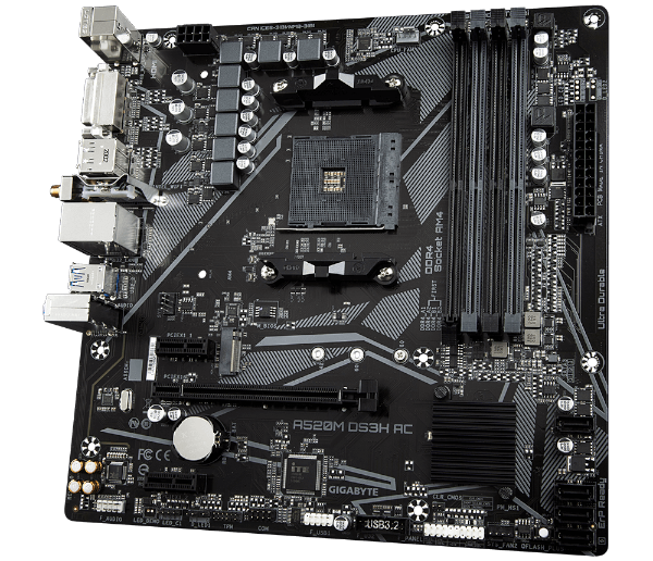 לוח אם Gigabyte A520M DS3H AC 1.4 DDR4 M.2 WIFI BT AM4