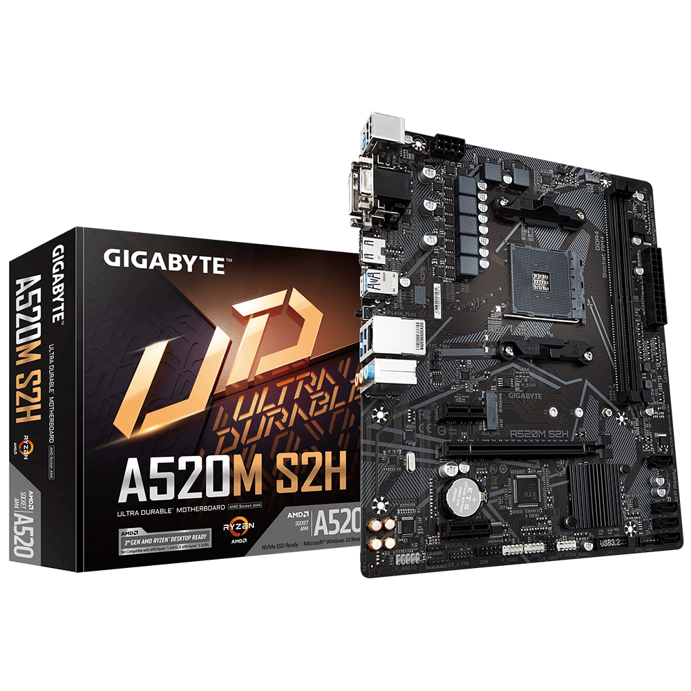 לוח אם למעבדי Gigabyte A520M S2H 1.3 VGA DVI HDMI AM4 AMD
