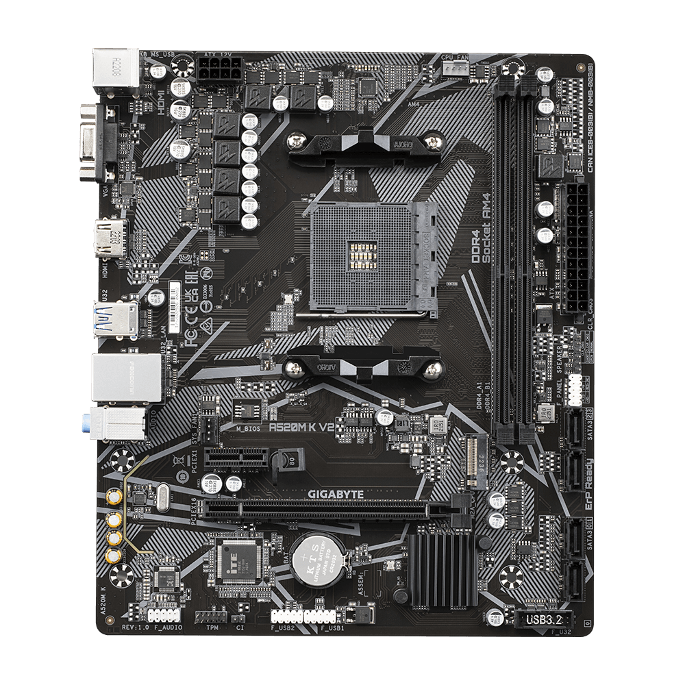 לוח אם Gigabyte AMD A520M K V2 rev 1.1 DDR4 For AM4