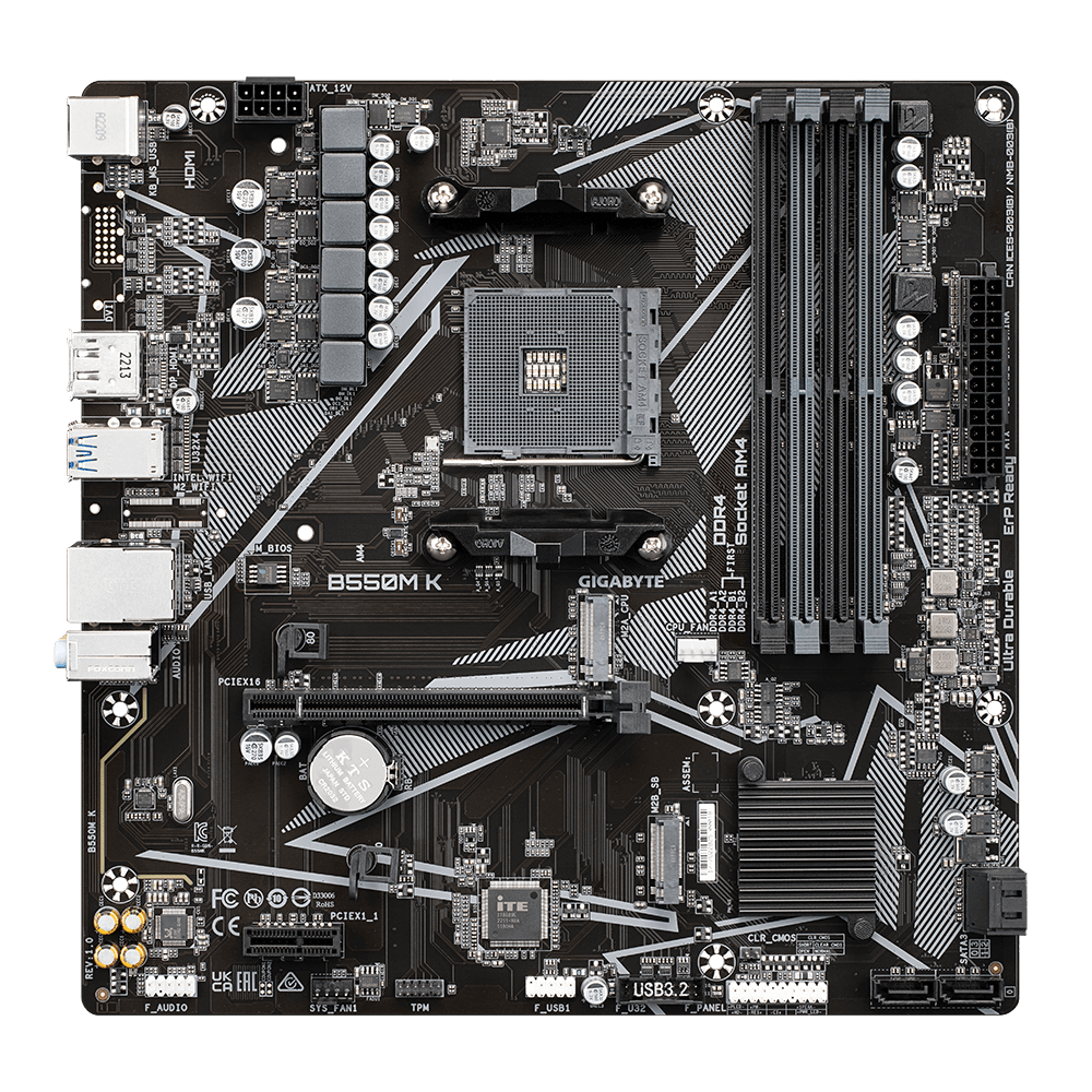 לוח אם Gigabyte B550M K DDR4 for AMD AM4 DP HDMI Micro-Atx