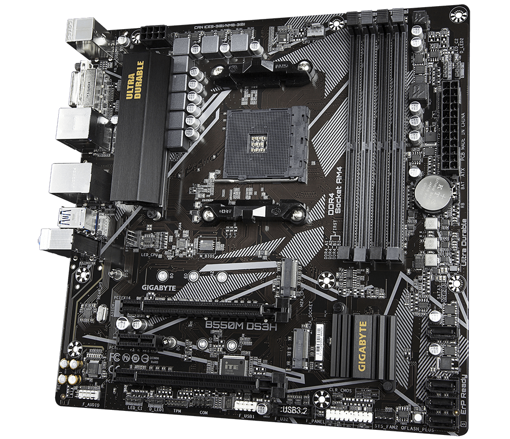 לוח אם למעבדי Gigabyte B550M DS3H 1.7 DDR4 Micro-Atx For AMD AM4