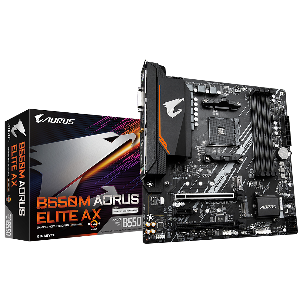 לוח אם Gigabyte B550M AORUS ELITE AX AM4 DDR4 WIFI DVI HDMI M-Atx