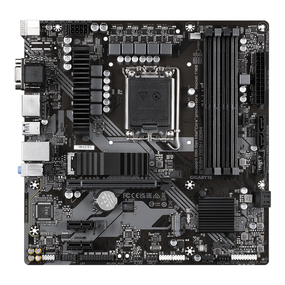 לוח Gigabyte B760M DS3H DDR4 LGA1700 MultiviewX4 Micro-Atx