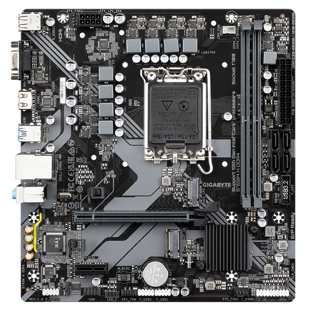 לוח למעבדי אינטל Gigabyte B760M H DDR4 Micro Atx LGA1700