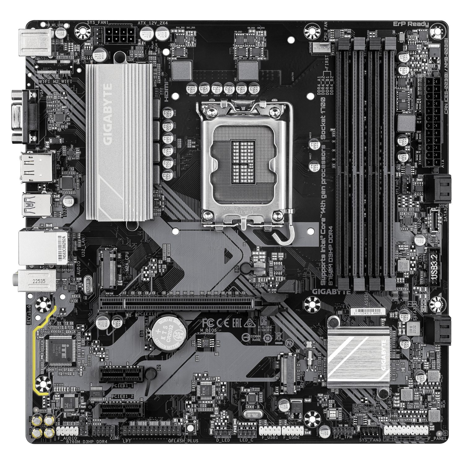 לוח אם אינטל GIGABYTE B760M D3HP DDR4 mATX DP HDMI VGA LGA1700