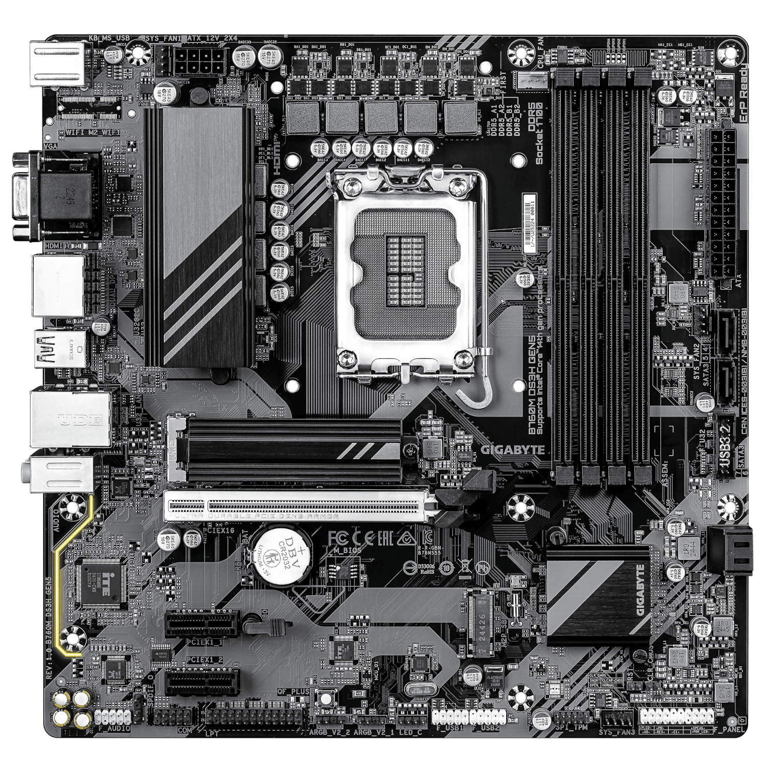 לוח Gigabyte B760M DS3H GEN5 M-ATX DDR5 DP HDMI LGA1700