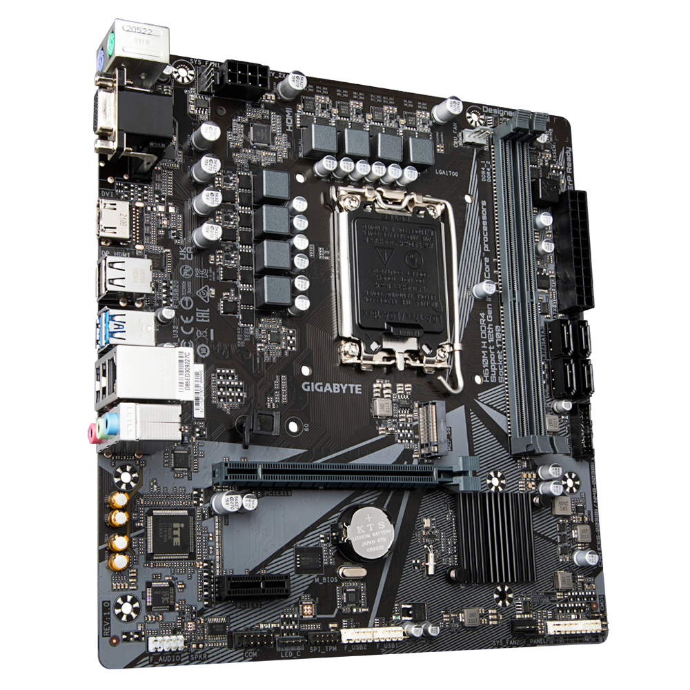 לוח לאינטל דור 12-14 Gigabyte H610M H DDR4 V3 REV1.0 VGA HDMI