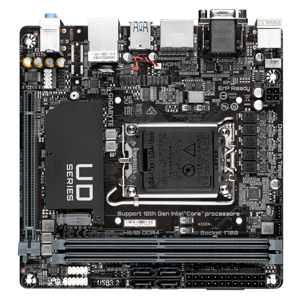 לוח אם Gigabyte H610i DDR4 Mini-ITX LGA1700 VGA HDMI 2XDP