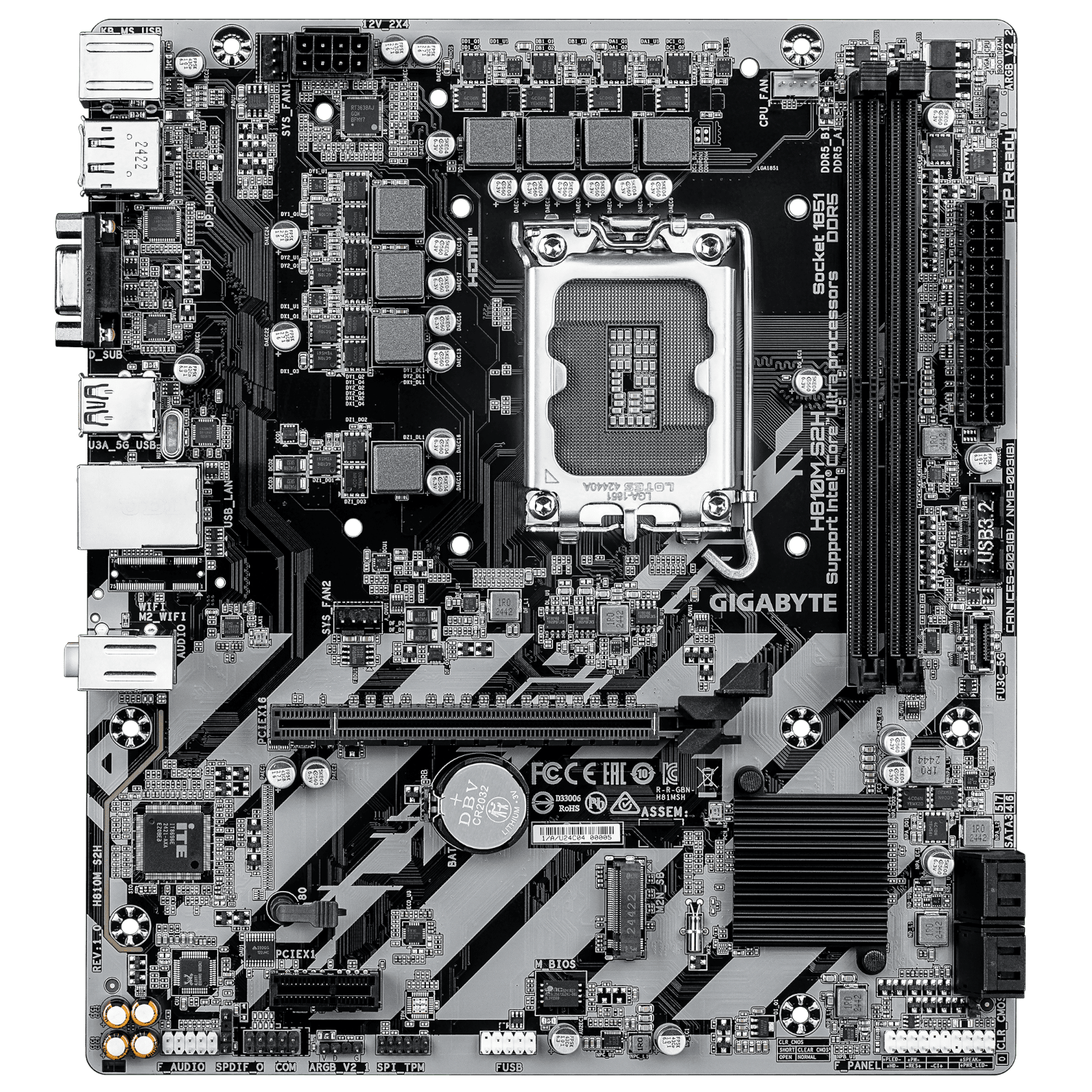 לוח Gigabyte H810M S2H 1.0 Micro-Atx DDR5 LGA1851 VGA HDMI