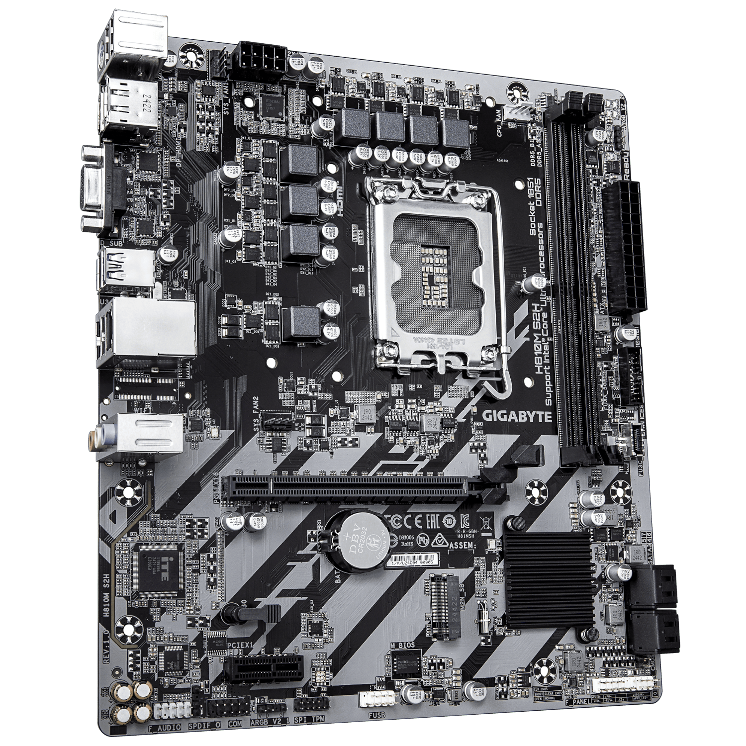 לוח Gigabyte H810M S2H 1.0 Micro-Atx DDR5 LGA1851 VGA HDMI