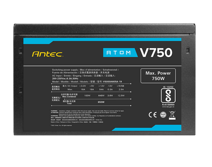 ספק כוח ANTEC ATOM V750 Active PFC 120MM silent fan non-mudular