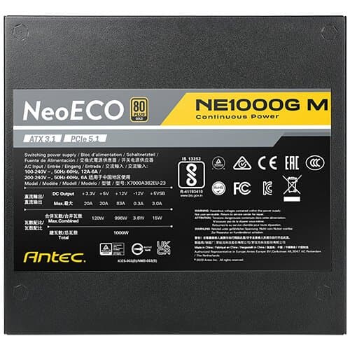 ספק כוח Antec NE1000G M ATX3.1 1000W PCIE5.1 PSU Full-Modular