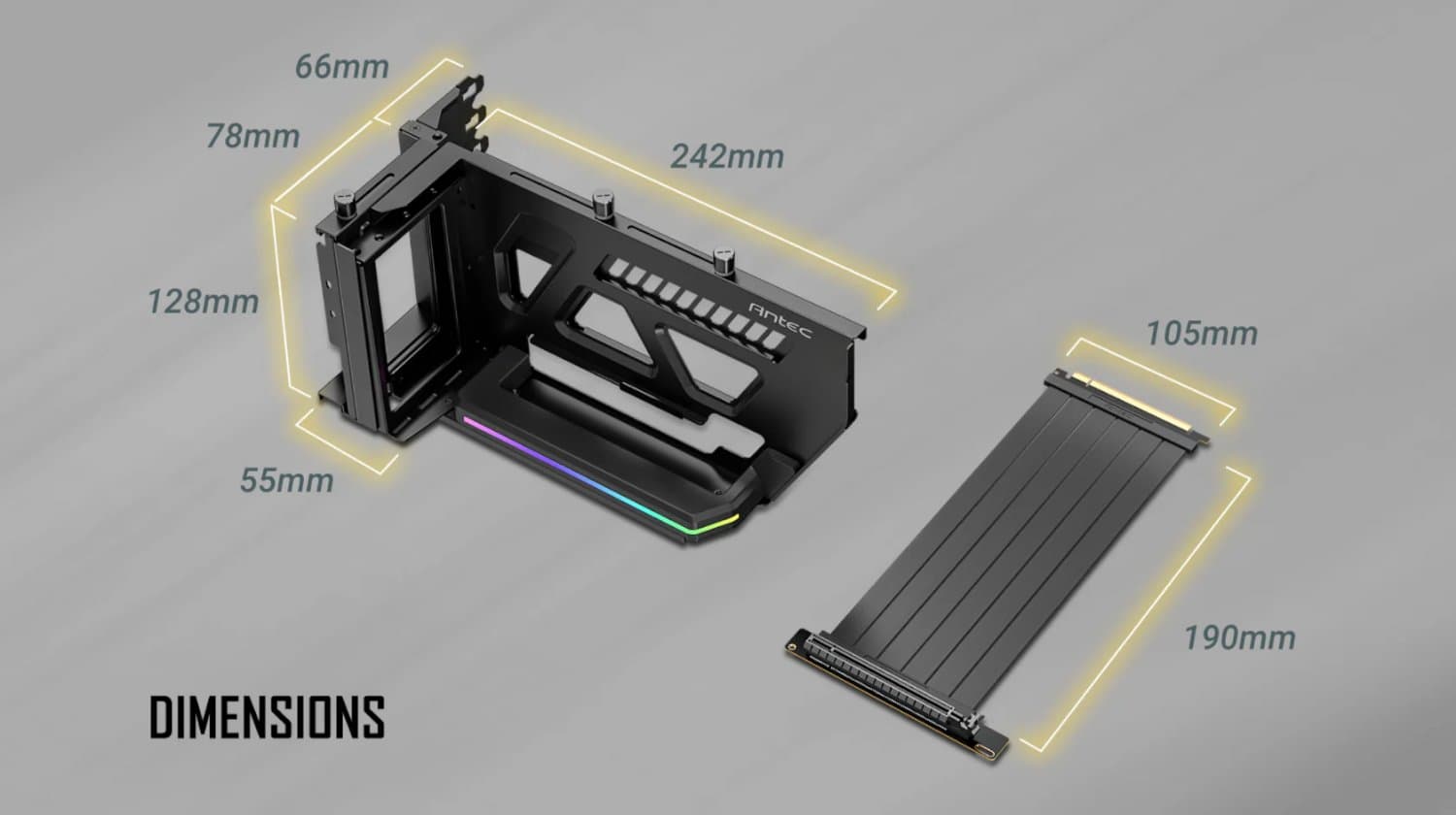 כבל ותושבת לכ. מסך Vertical GPU Bracket White - Antec SHIFT ARGB