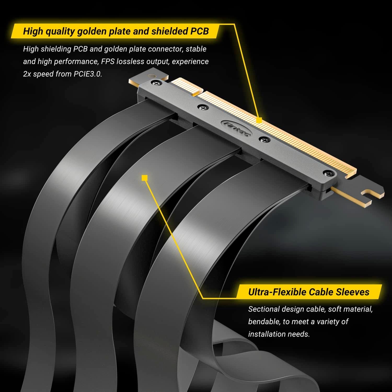 כבל לכרטיס מסך Antec PCIE 4.0 Riser Cable Black