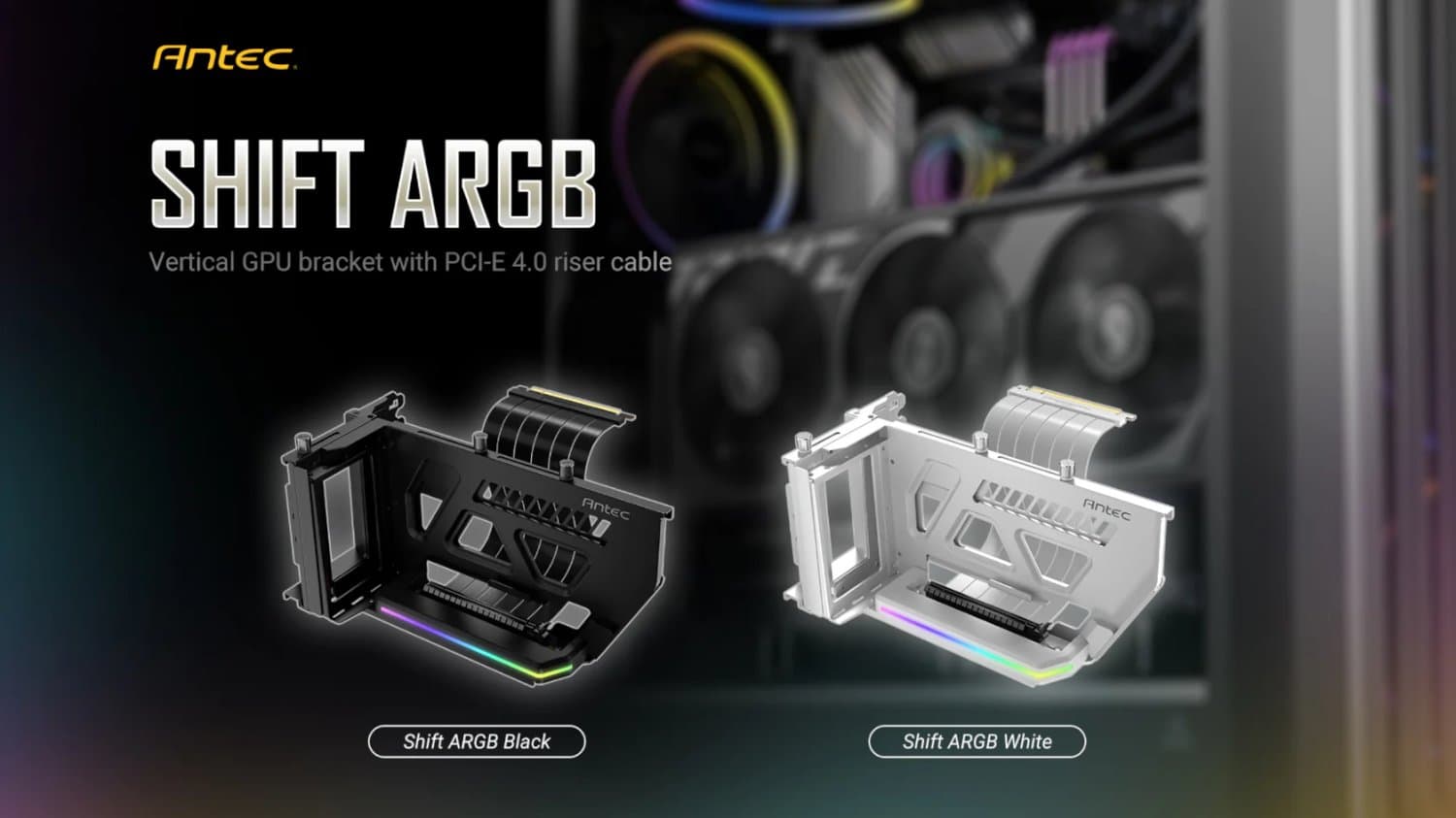 כבל ותושבת לכ. מסך Antec SHIFT ARGB - Vertical GPU Bracket Black
