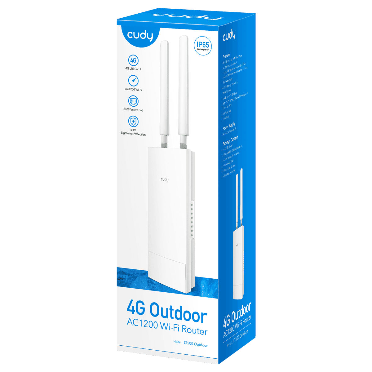 נתב מוקשח אלחוטי כולל מודם סלולרי CUDY LT500 OUTDOOR 4G LTE