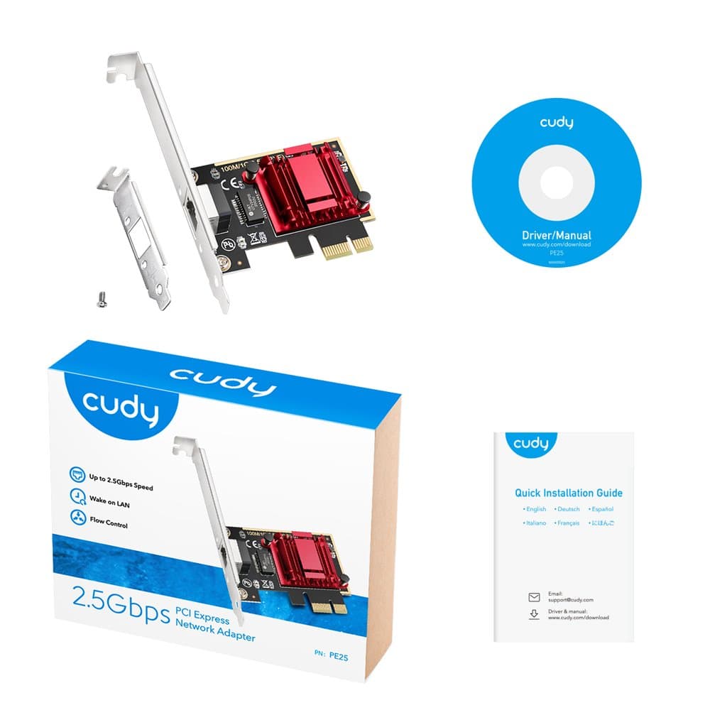 כ.רשת פנימי לנייח Cudy PE25 2.5Gbits PCI-E Network Adapter LP