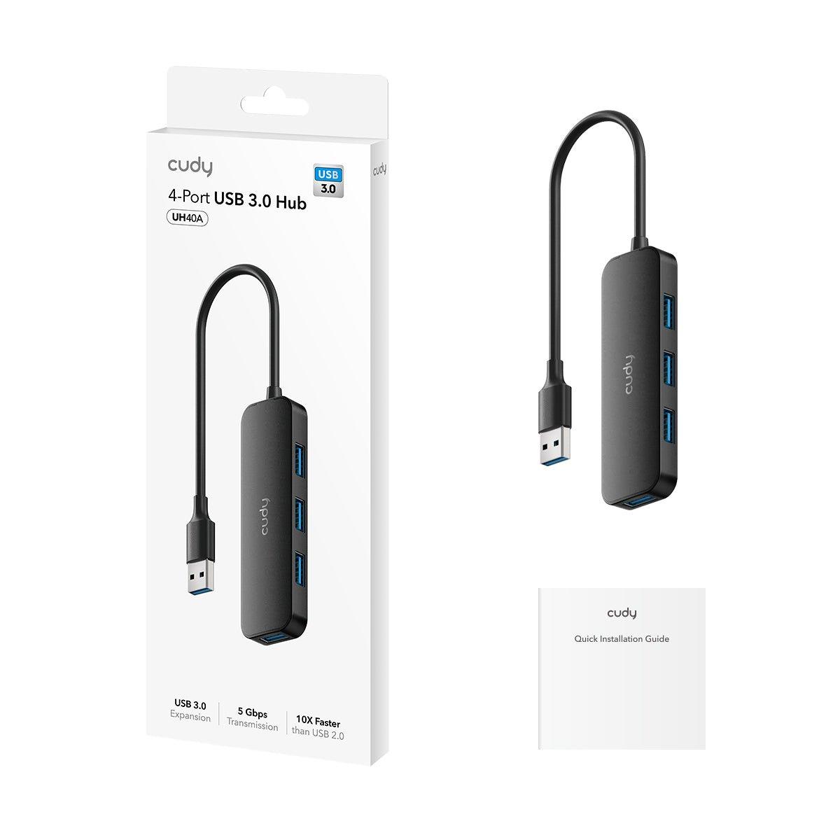 מפצל USB CUDY UH40A USB3.0 4-PORTS HUB