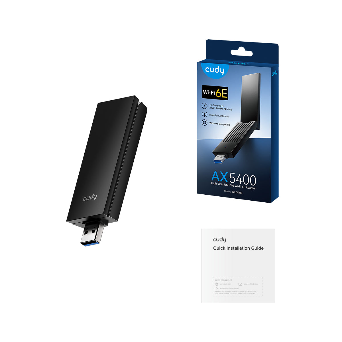 כרטיס רשת Cudy AX5400 High-Gain USB 3.0 Wi-Fi 6E Adapterr