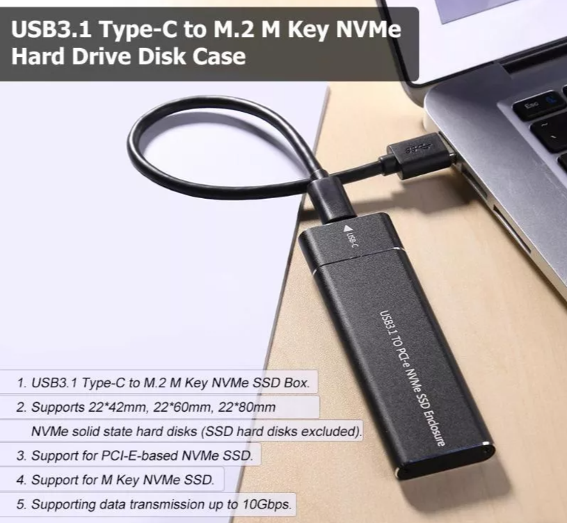 קופסא חיצונית לדיסק Gold Touch USB3.1 To M.2 NVMe Type-C