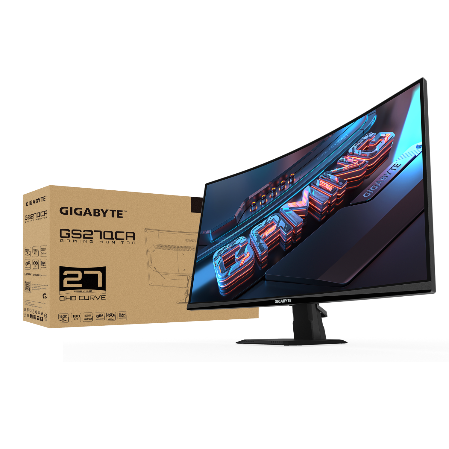 מסך קעור Gigabyte GS27QCA VA 180hz QHD HDR Ready AMD FreeSync