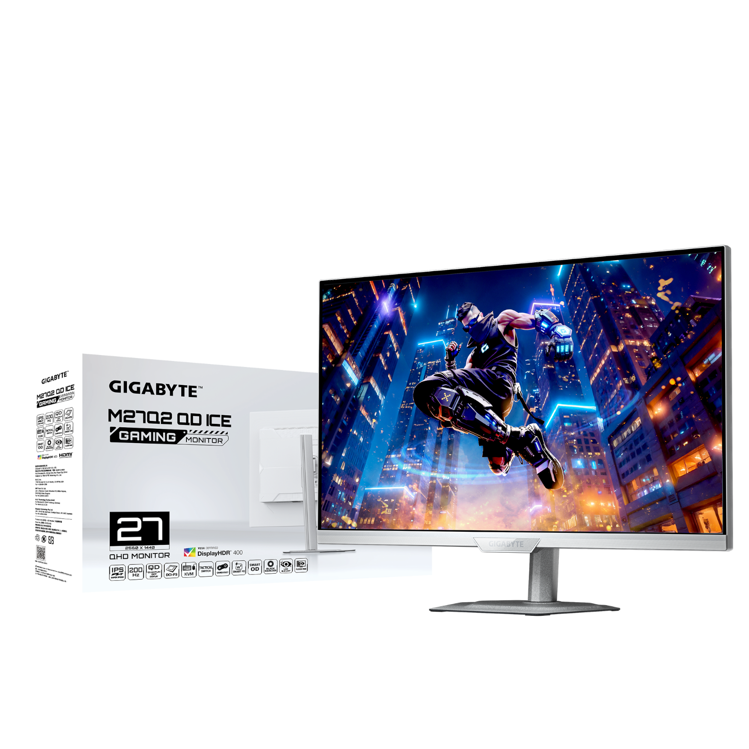 מסך גיימינג לבן Gigabyte M27Q2 ICE 27 Inch 2K SS IPS 1Ms 200Hz