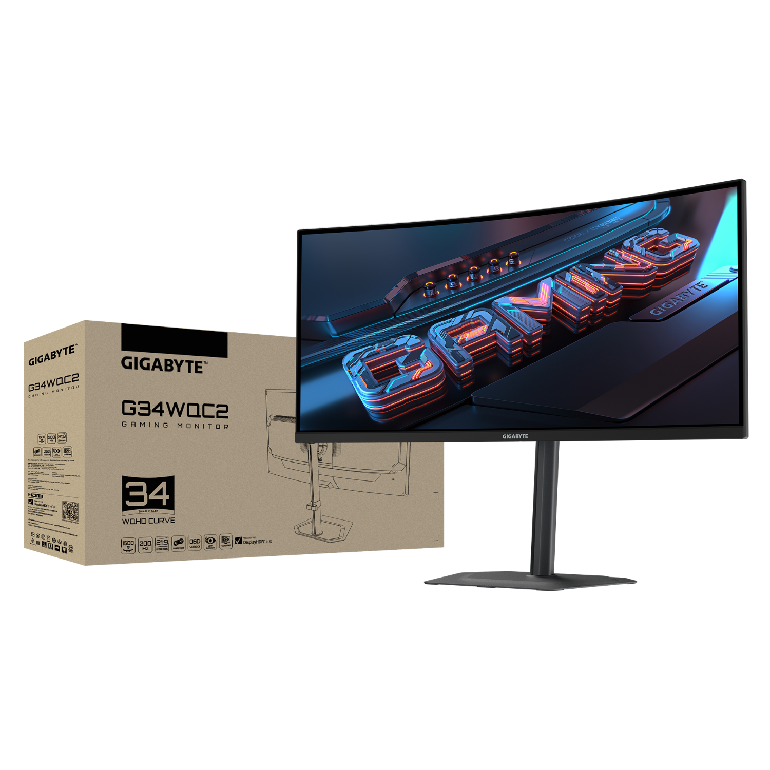 מסך קעור Gigabyte G34WQC2 VA WQHD 3440X1440 1ms 200Hz Speakers