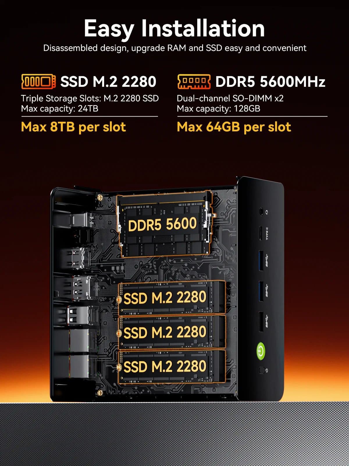 מחשב מיני GMKtec K12 Plus AMD R7 H255 32GB DDR5 1TB WIN11PR