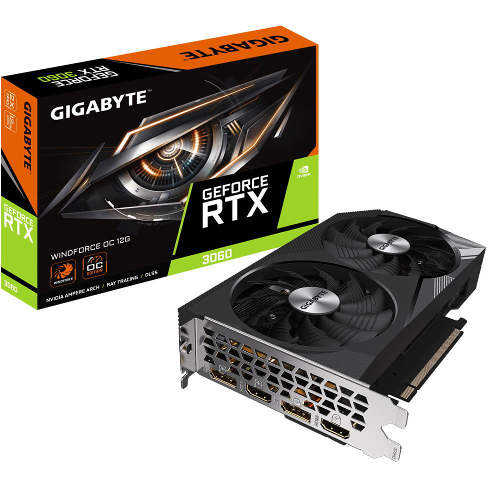 כרטיס מסך OC 12GB Rev 2.0 Gigabyte RTX 3060 Windforce 2