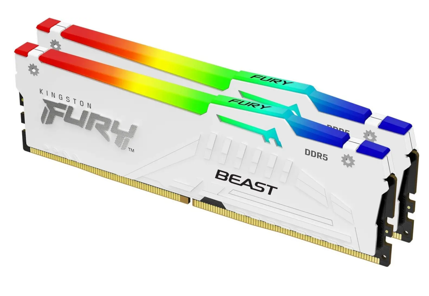 זכרון לנייח Kingston FURY Beast White RGB 32GB 2x16GB 5600MHZ c36