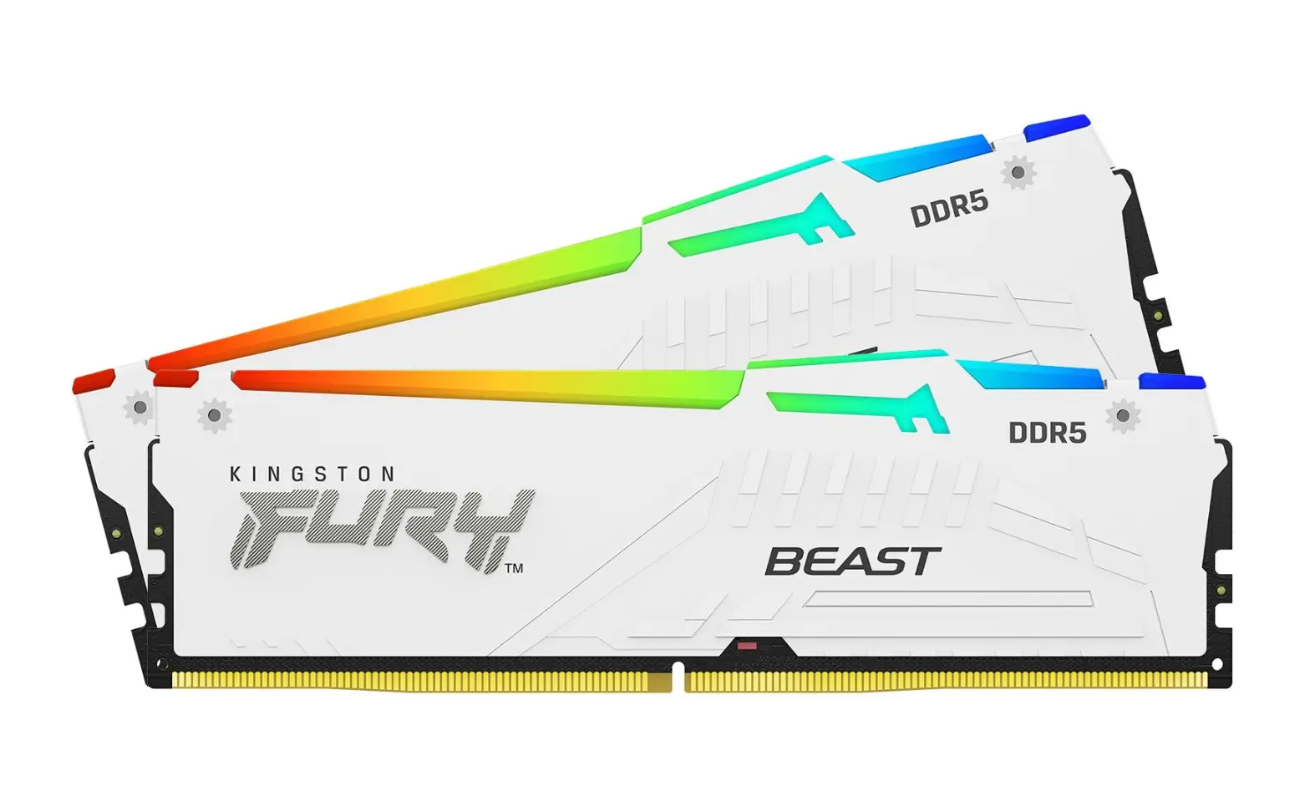 זכרון לנייח Kingston FURY Beast White RGB 32GB 2x16GB 5600MHZ c36