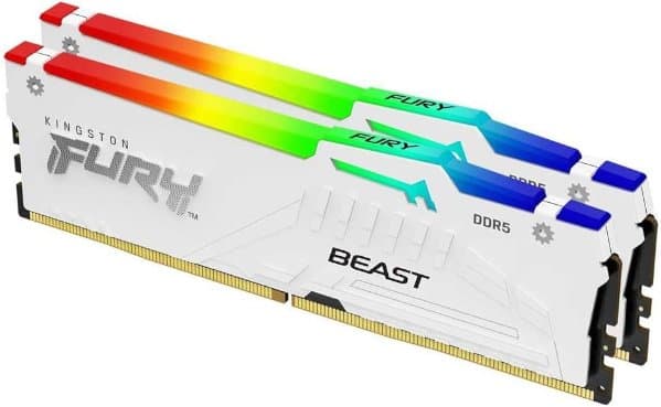ז.לבן לנייח DDR5 32GB 2x16GB 6400Mhz C32 Kingston Fury Beast RGB