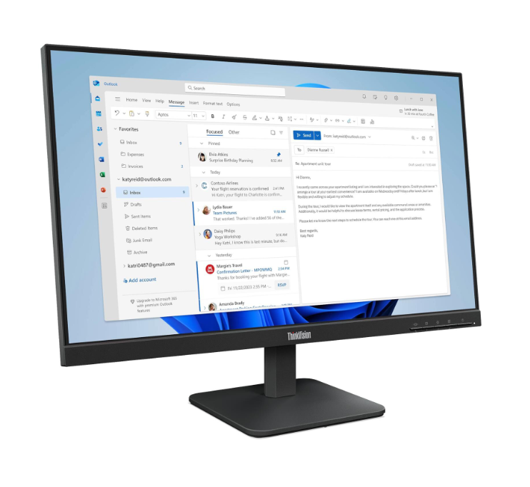 מסך ThinkVision S24-4e 4ms 100Hz FHD IPS 23.8 HDMI VGA Black Vesa