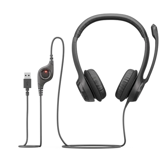 אוזניות ומיקרופון Logitech H390 USB Headphones Black