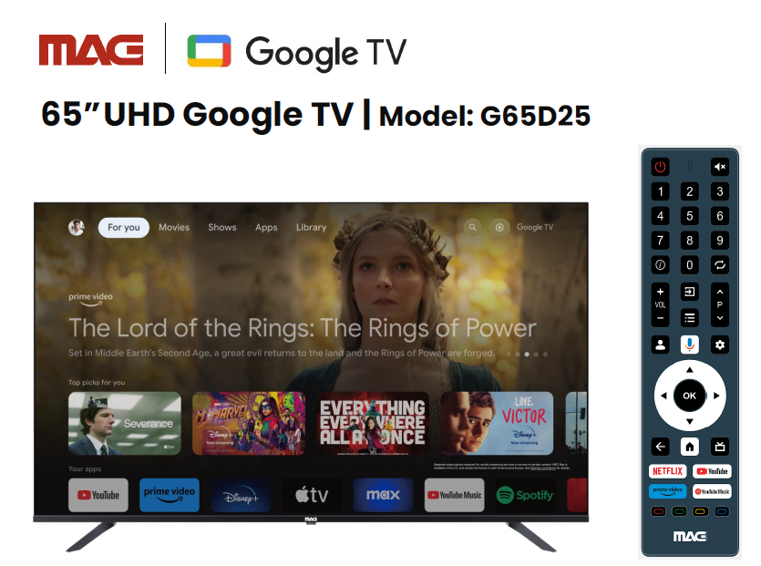 טלוויזיה חכמה MAG GTV65D25 SMART Google OS 4K