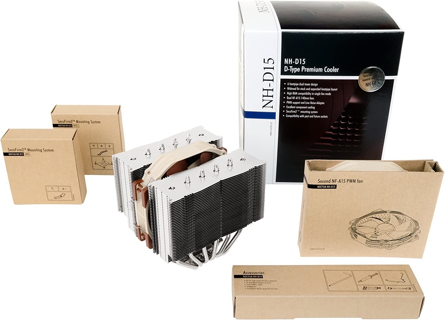 מאוורר NOCTUA NH-D15 250W TDP DUAL 140mm FAN Intel/Amd Brown